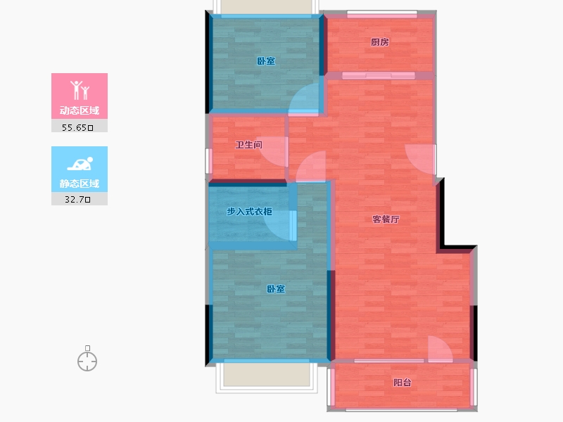 吉林省-通化市-龍湖蓝山-79.48-户型库-动静分区