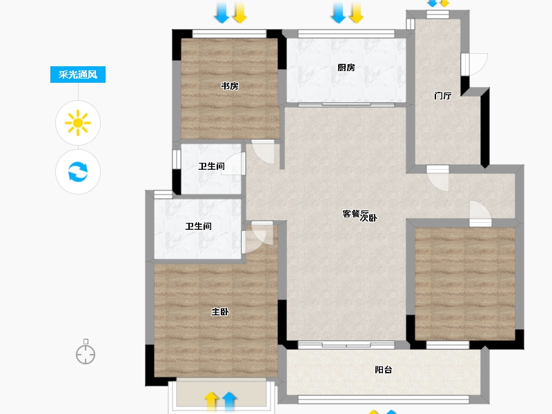 安徽省-蚌埠市-上河时代天悦-92.24-户型库-采光通风