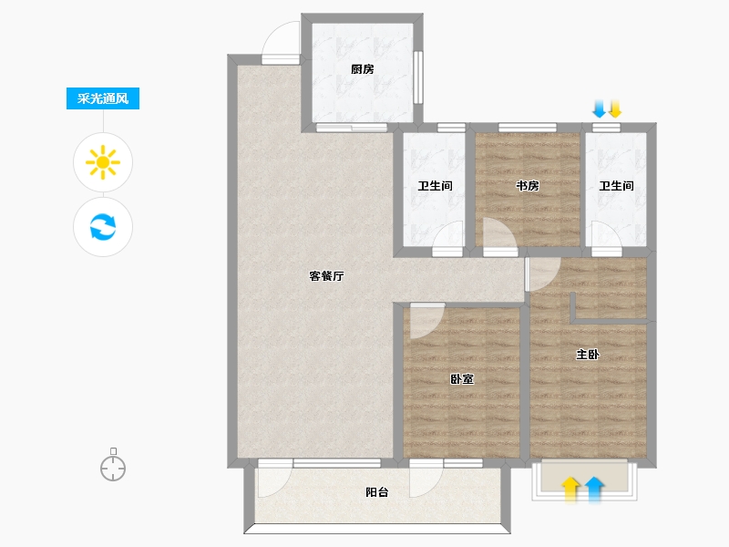 山东省-青岛市-海尔产城创东方学府-102.10-户型库-采光通风