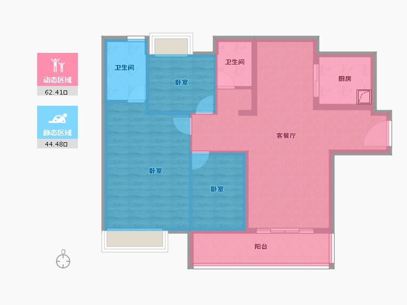 广东省-江门市-保利中央公馆-95.88-户型库-动静分区