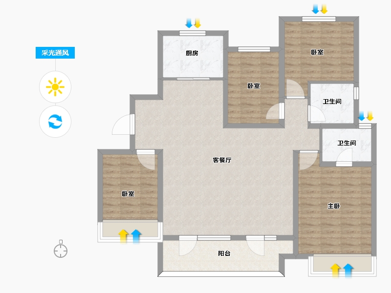 山东省-青岛市-佳兆业悦峰-114.17-户型库-采光通风