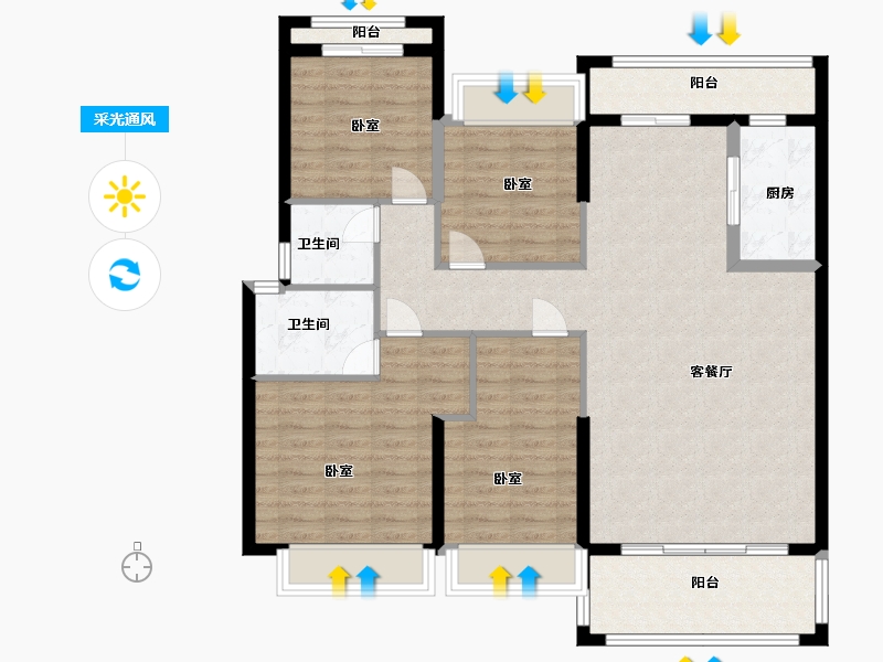 广东省-梅州市-梅州客天下东城森林湖-113.00-户型库-采光通风