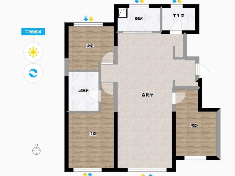 吉林省-长春市-金地名著-84.15-户型库-采光通风