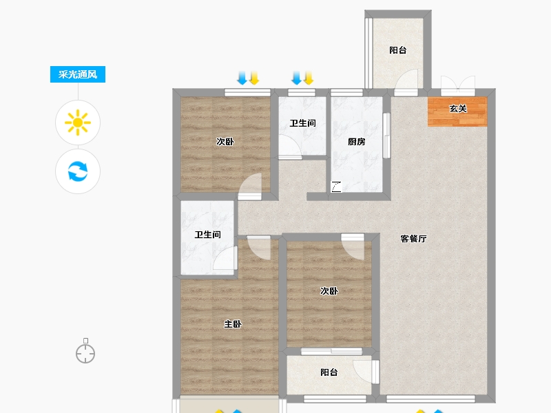 山东省-泰安市-泰实学府春天-92.00-户型库-采光通风