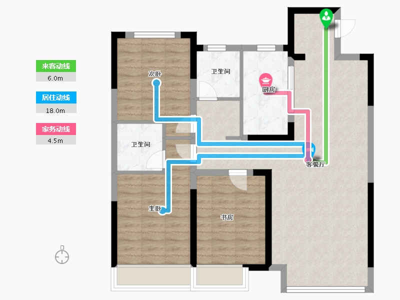 吉林省-长春市-大众置业湖滨公园壹号-92.00-户型库-动静线