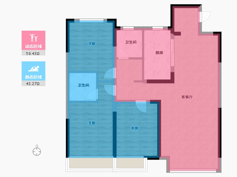 吉林省-长春市-大众置业湖滨公园壹号-92.00-户型库-动静分区