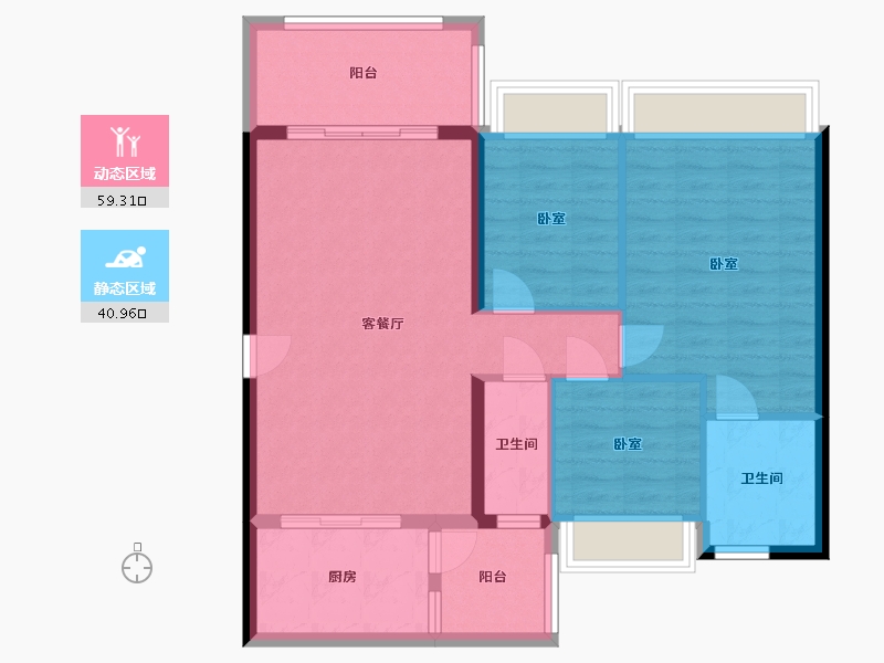 广东省-梅州市-岭南院子-90.63-户型库-动静分区