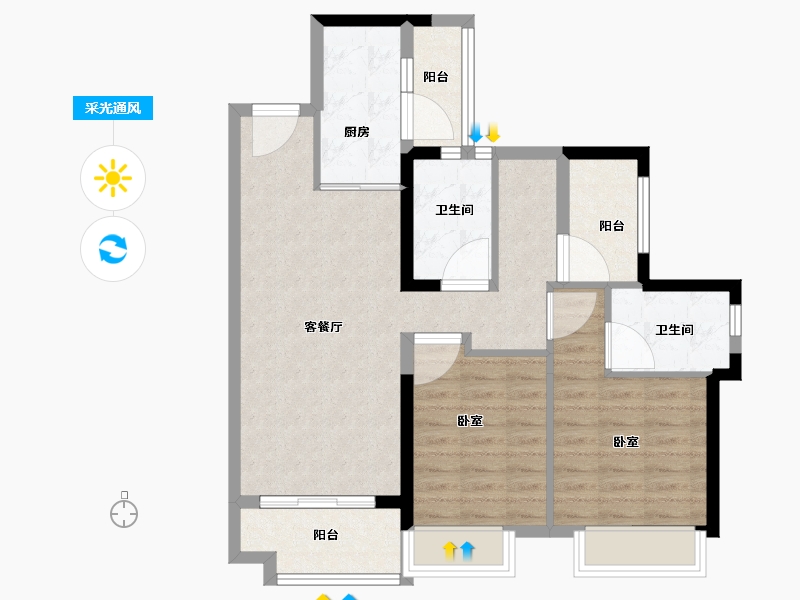 广东省-佛山市-招商岸芷汀兰-81.01-户型库-采光通风