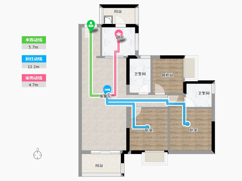 广东省-广州市-凯德·凯荔花园-76.00-户型库-动静线