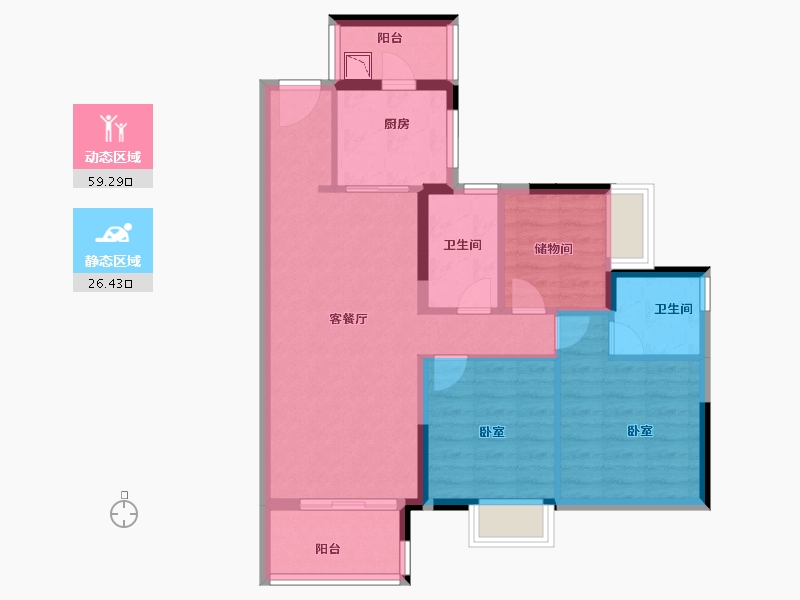 广东省-广州市-凯德·凯荔花园-76.00-户型库-动静分区