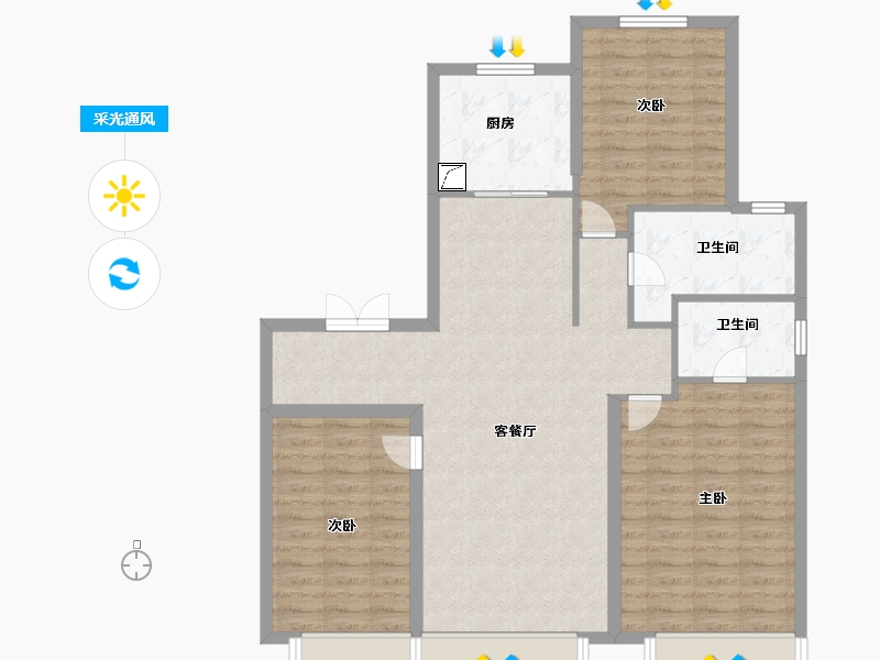 吉林省-长春市-复地卡伦湖生态城-102.00-户型库-采光通风