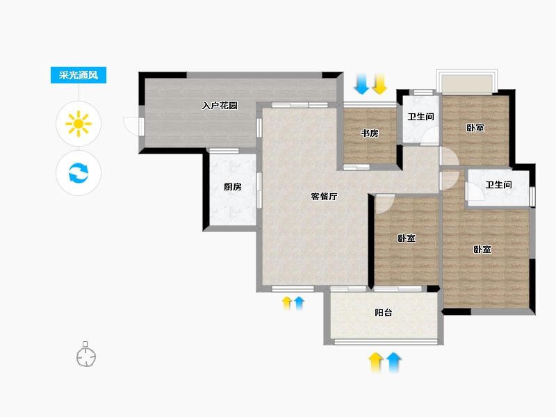 广东省-江门市-沃华中环广场-114.54-户型库-采光通风