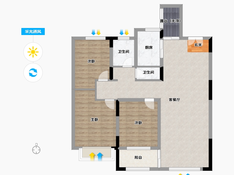 山东省-泰安市-泰实学府春天-94.00-户型库-采光通风