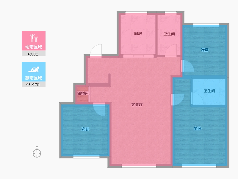 吉林省-长春市-力旺·荣禧-82.94-户型库-动静分区