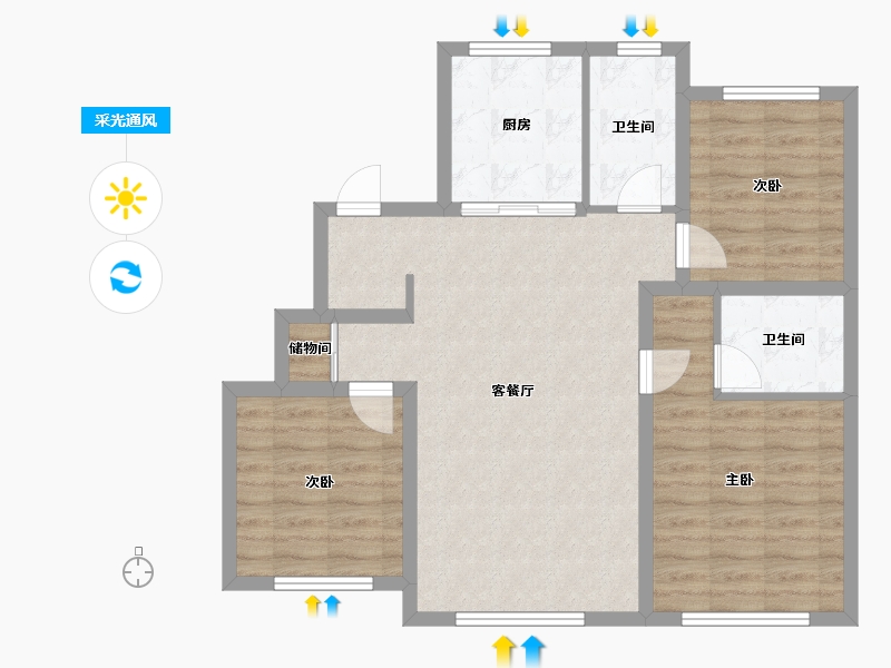 吉林省-长春市-力旺·荣禧-82.94-户型库-采光通风