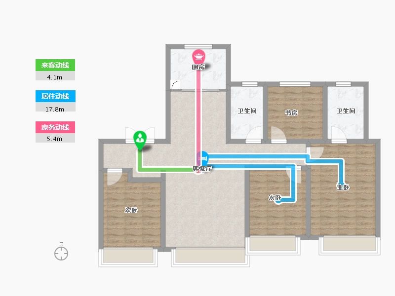 吉林省-长春市-复地卡伦湖生态城-111.00-户型库-动静线