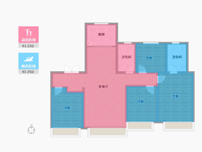 吉林省-长春市-复地卡伦湖生态城-111.00-户型库-动静分区