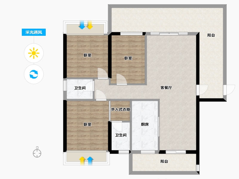 广东省-梅州市-罗孚御泉壹品-111.05-户型库-采光通风