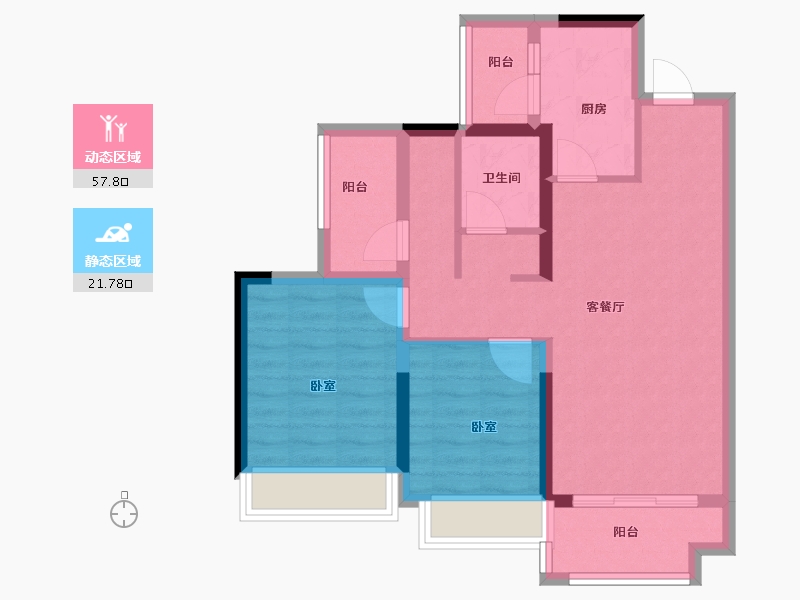 广东省-佛山市-卓越金科集美江湾-69.99-户型库-动静分区