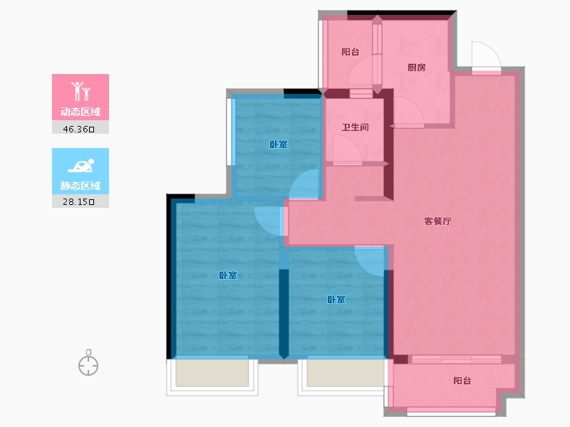 广东省-佛山市-卓越金科集美江湾-65.81-户型库-动静分区