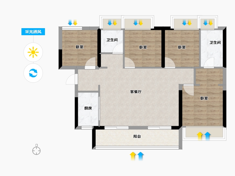 广东省-佛山市-卓越金科集美江湾-86.18-户型库-采光通风