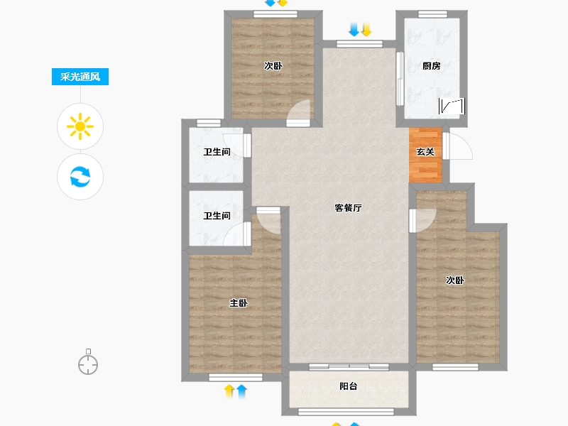 山东省-泰安市-大展麓山郡-99.44-户型库-采光通风