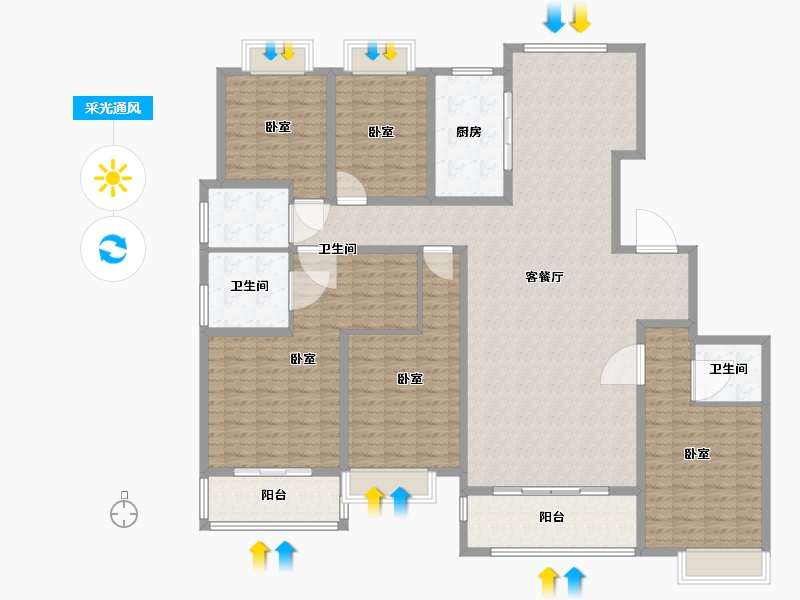 江苏省-镇江市-大亚第一城·玺园-190.00-户型库-采光通风