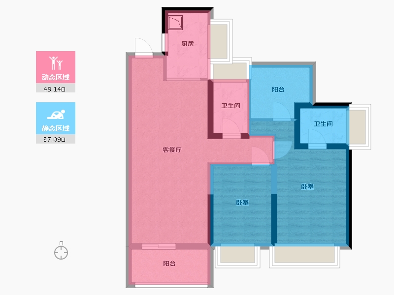 广东省-深圳市-金众麒麟公馆-74.90-户型库-动静分区