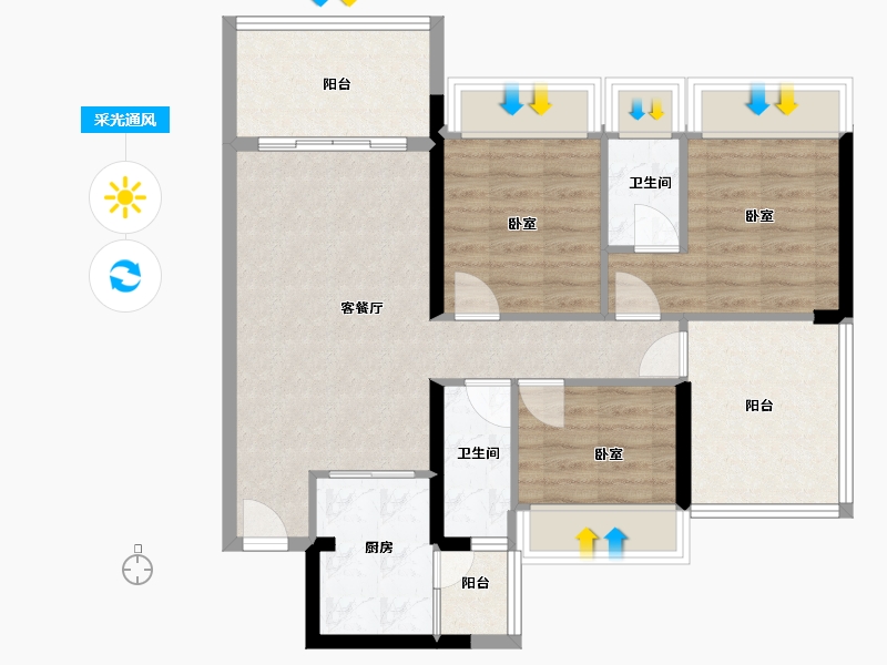 广东省-湛江市-沿江壹号-80.66-户型库-采光通风