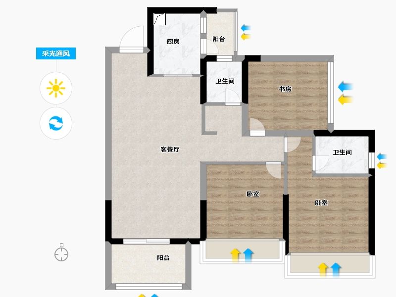 广东省-湛江市-奥园滨海尚居-85.00-户型库-采光通风