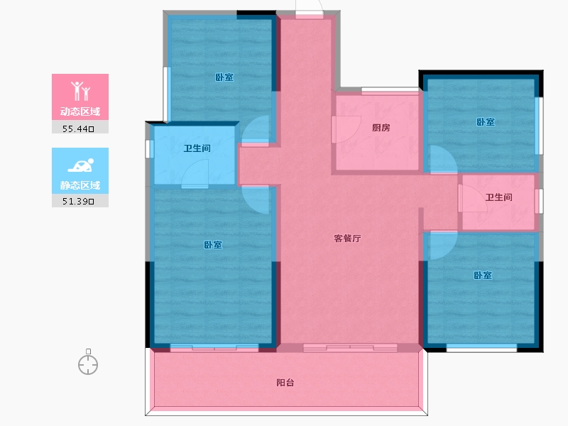 四川省-泸州市-天誉珑城-95.97-户型库-动静分区