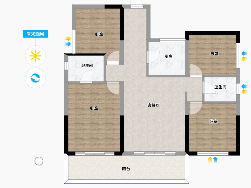 四川省-泸州市-天誉珑城-95.97-户型库-采光通风