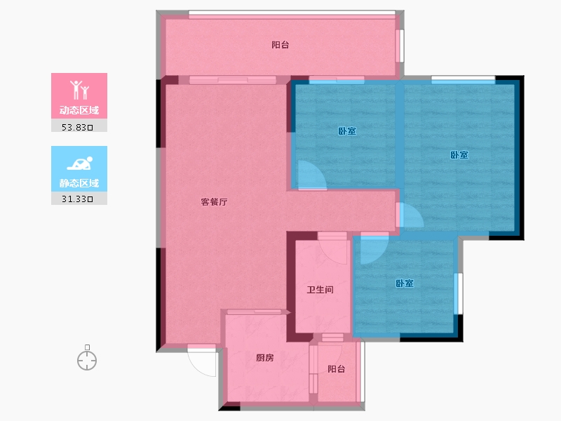 四川省-泸州市-泸州金科集美天宸-75.63-户型库-动静分区