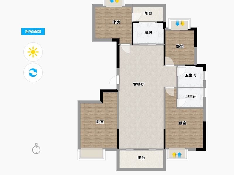 湖南省-衡阳市-雅士林欣城江岳府-111.91-户型库-采光通风