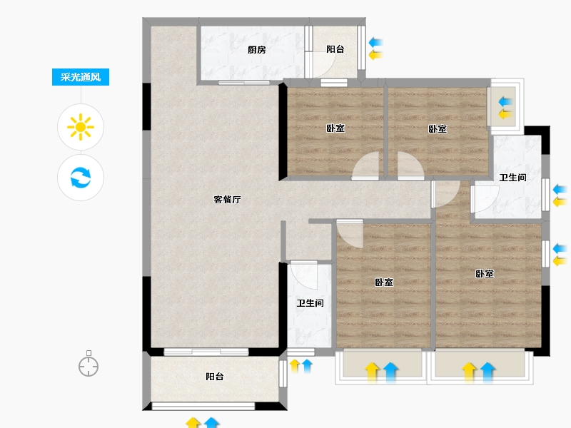 广东省-梅州市-水岸帝景-97.11-户型库-采光通风