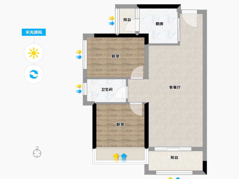 广东省-珠海市-惠景慧园-60.97-户型库-采光通风