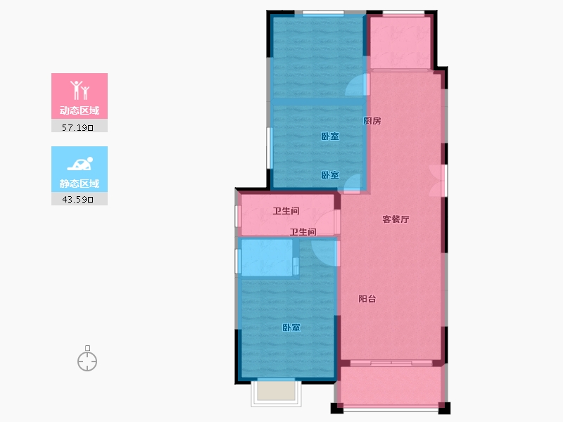 河南省-商丘市-国奥·玫瑰园-90.62-户型库-动静分区