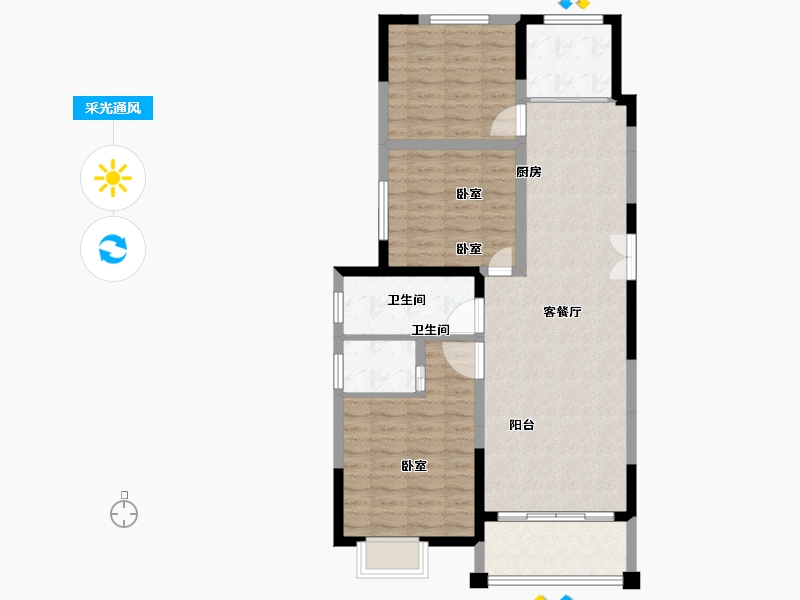 河南省-商丘市-国奥·玫瑰园-90.62-户型库-采光通风