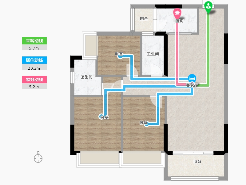 广东省-梅州市-水岸帝景-86.71-户型库-动静线