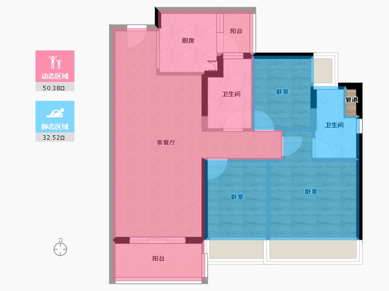 广东省-河源市-河源美的云筑-74.06-户型库-动静分区