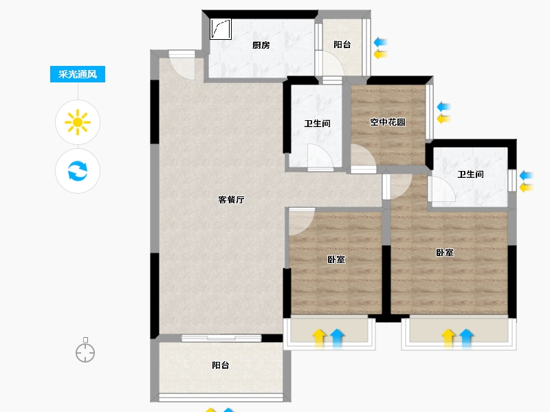 广东省-江门市-凤山水岸Ⅱ誉城-82.45-户型库-采光通风