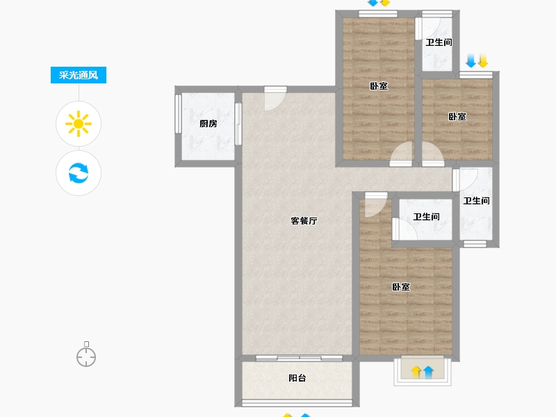 广东省-江门市-海雅蓝天-92.52-户型库-采光通风