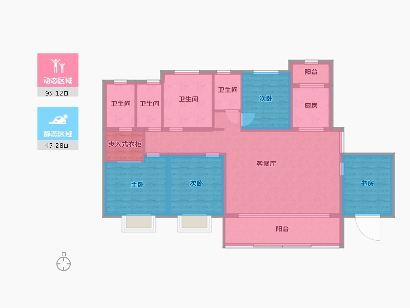 西藏自治区-昌都地区-鸿瑞澜台郡-126.32-户型库-动静分区