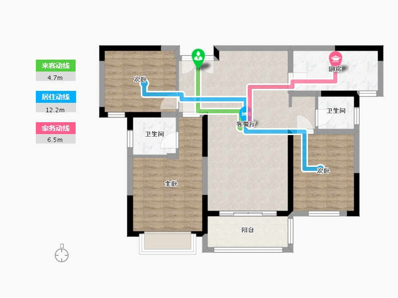 河南省-信阳市-湖畔春天三期-87.35-户型库-动静线