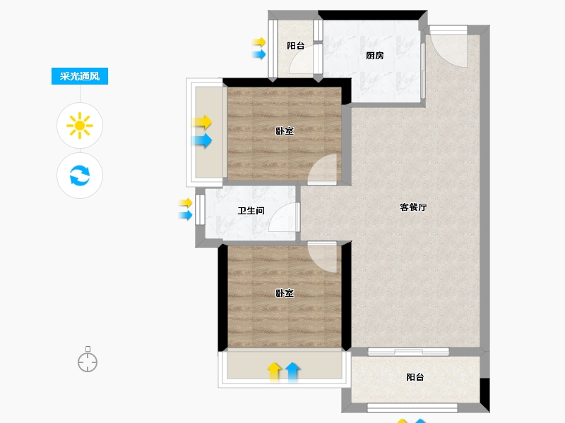 广东省-珠海市-惠景慧园-59.22-户型库-采光通风