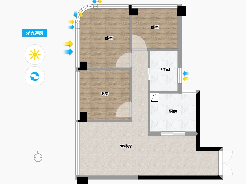 广东省-珠海市-中国铁建大厦-72.69-户型库-采光通风