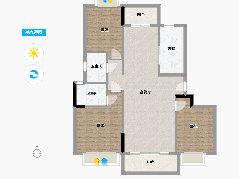 广东省-梅州市-宁江新城六期【君和盛世】-97.15-户型库-采光通风