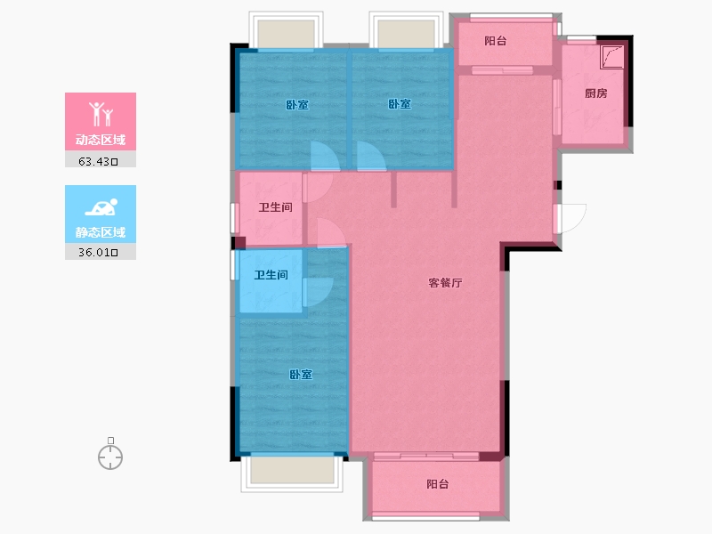 广东省-梅州市-新蓝天山湖壹号-89.56-户型库-动静分区