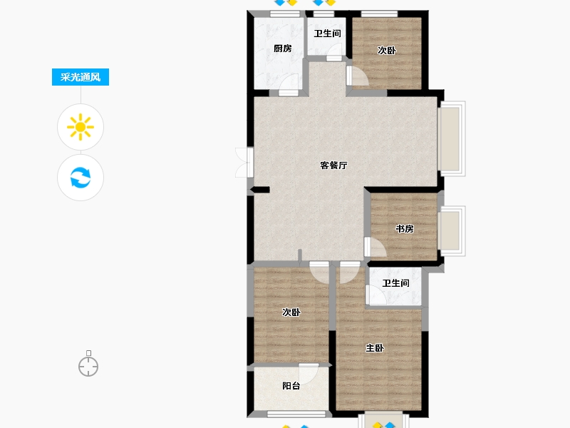 山东省-济宁市-名仕城-101.44-户型库-采光通风