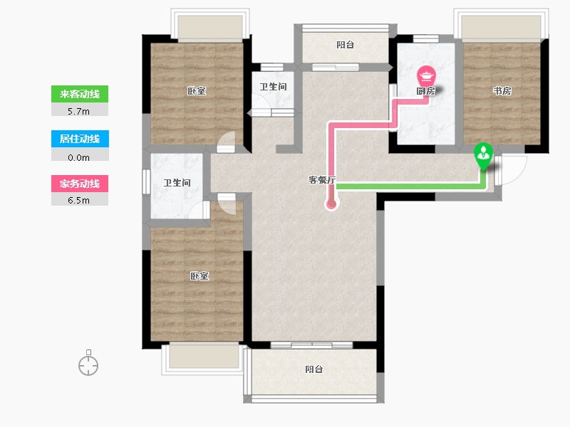 湖南省-常德市-中夏颐苑-89.65-户型库-动静线